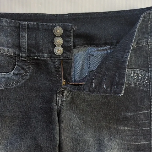 Stitch Embellished Distressed Embroidered Floral Boho Jeans 12 Blue - Picture 7 of 16